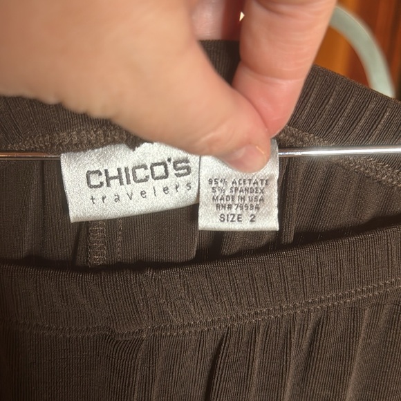 Chico's Travelers Wide Leg Flowy Pants Hot Fudge Brown Size Large (2) - Picture 5 of 7